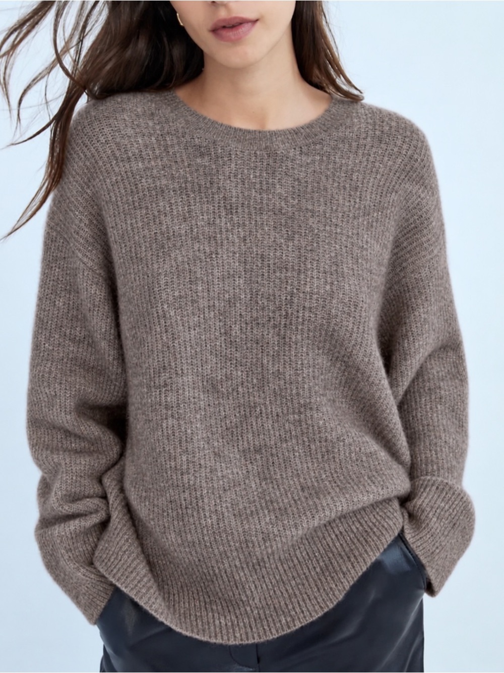 Aritzia Babaton Georgie Italian Yak Wool Oversized Slouchy Sweater Brown S